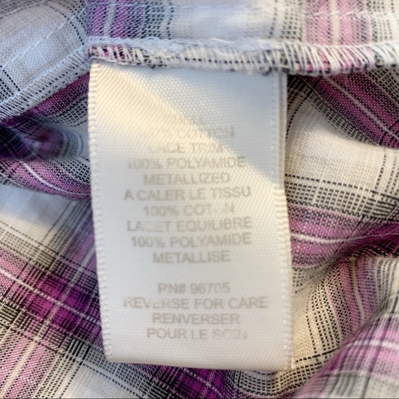 REBECCA TAYLOR Purple Plaid Peasant Blouse Size 2 - Picture 7 of 8
